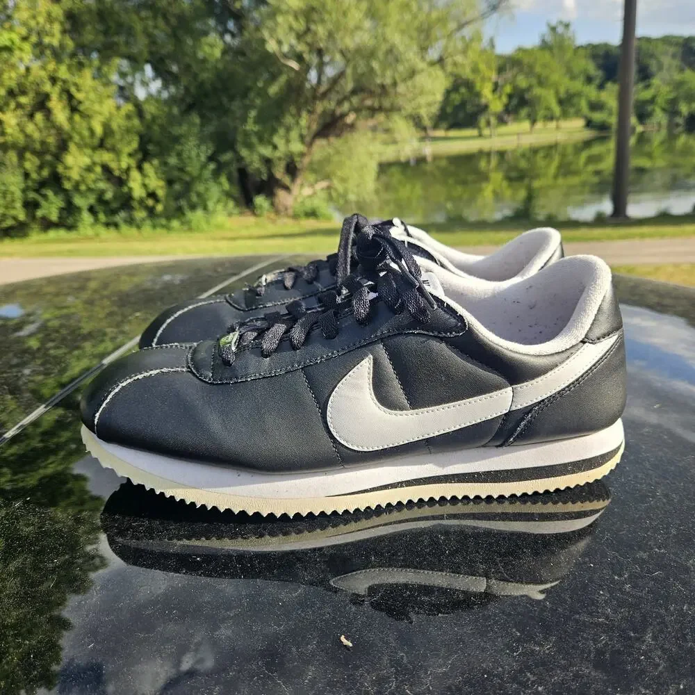 Size 12 - Nike Cortez Basic Leather Black White